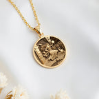 Esmeralda Coin Pendant Necklace | 14K Solid Gold - Ancient Mythology History Buff Gift