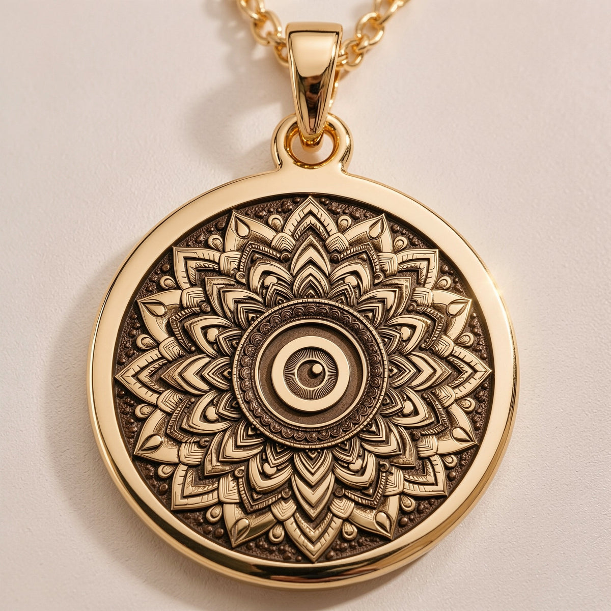 Sacred Mandala Evil Eye Necklace | 14K Gold & Silver Options - Spiritual Protection Geometry Charm - Image 2