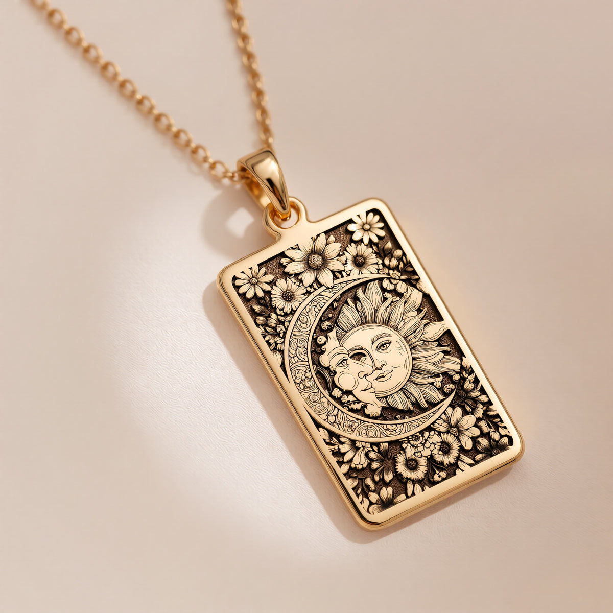 Sun and Moon Necklace: 14K Gold, Celestial Tarot Charm, Balance & Harmony Jewelry - View 2