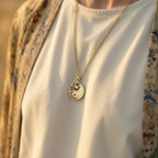 14K solid gold Celestial Sun Moon Yin Yang Pendant: round  celestial sun moon yin yang ...