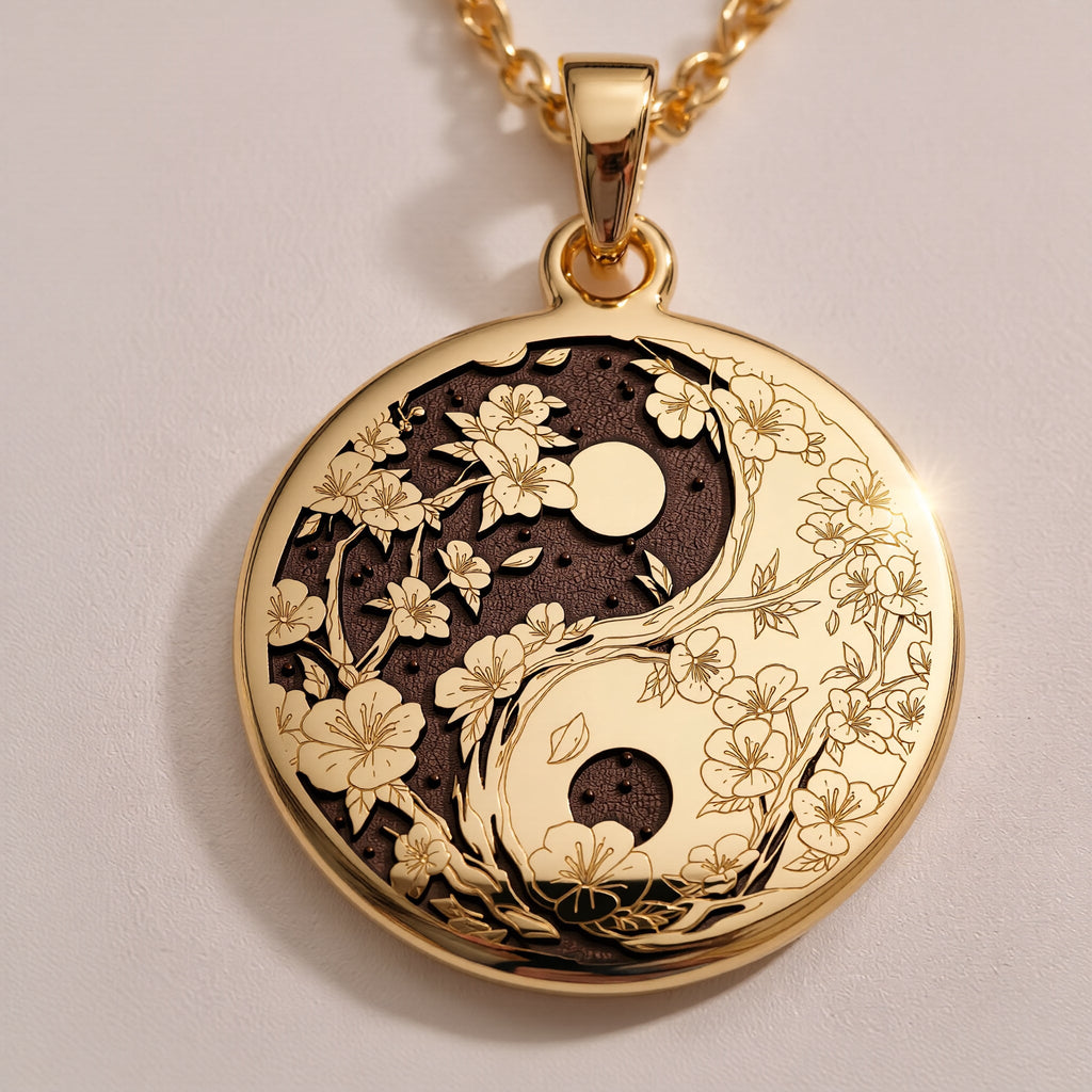 14K solid gold Celestial Sun Moon Yin Yang Pendant: round  celestial sun moon yin yang ...