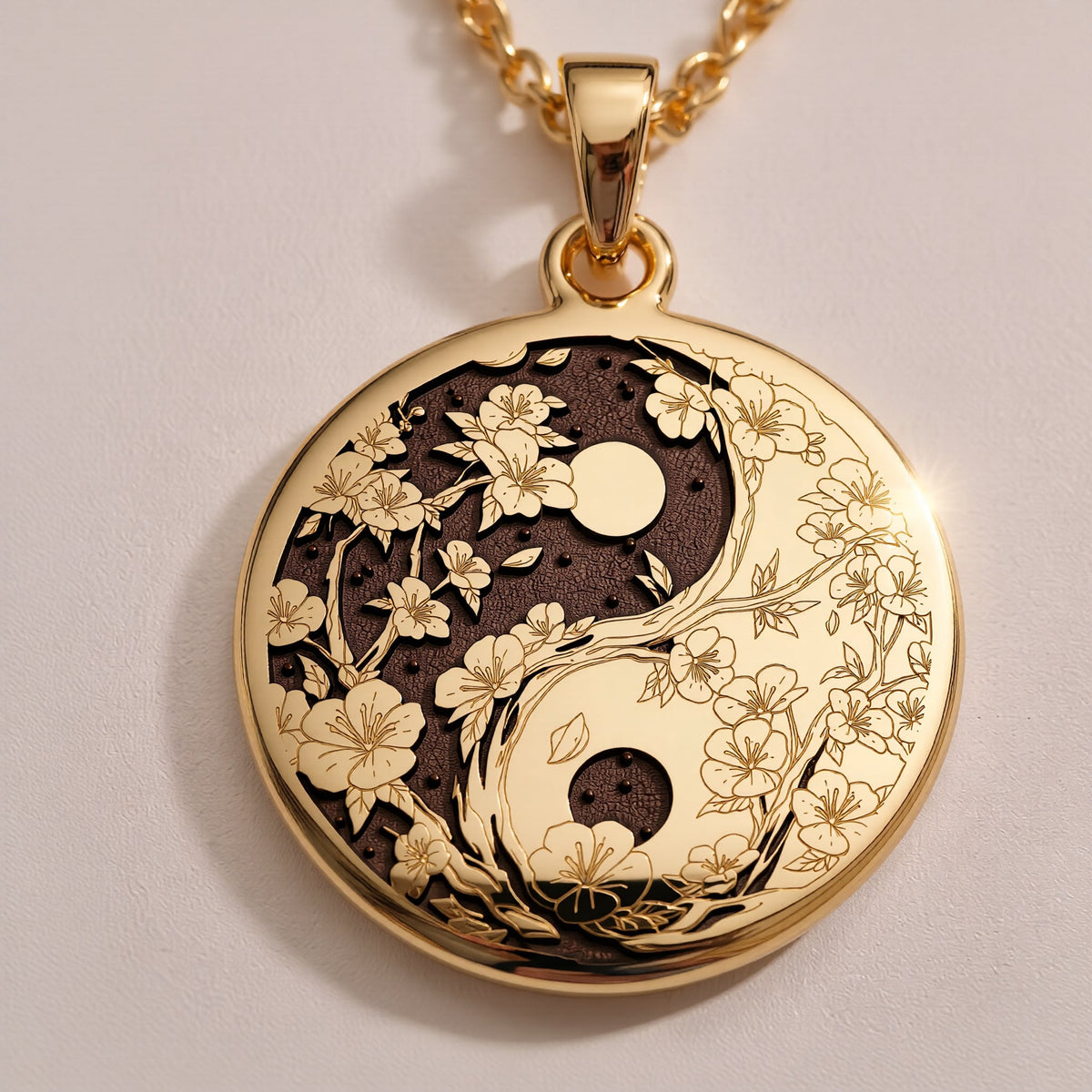 14K solid gold Celestial Sun Moon Yin Yang Pendant: round  celestial sun moon yin yang ...