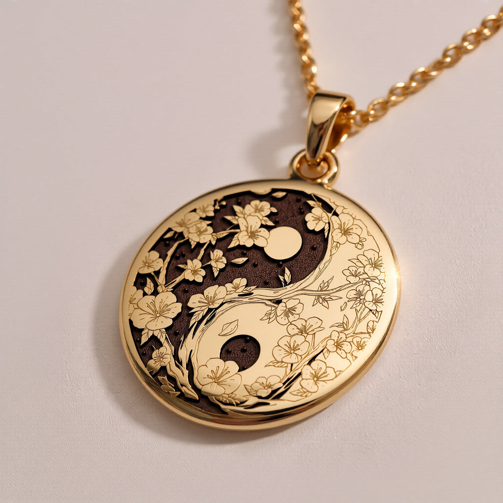 14K solid gold Celestial Sun Moon Yin Yang Pendant: round  celestial sun moon yin yang ...