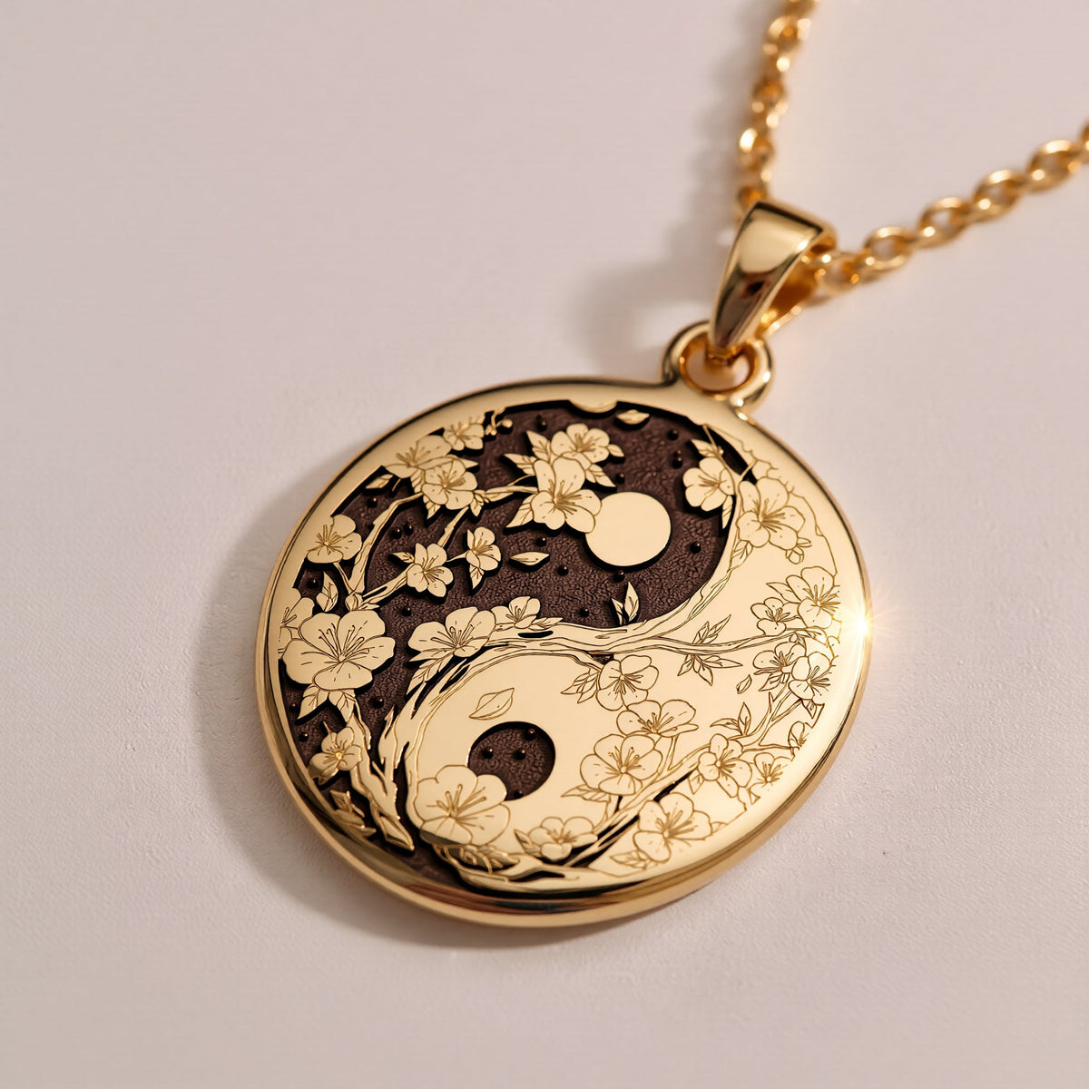 14K solid gold Celestial Sun Moon Yin Yang Pendant: round  celestial sun moon yin yang ...