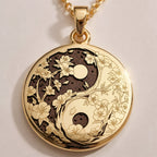 Silver plated Celestial Sun Moon Yin Yang Pendant: round  of celestial sun moon yin yan...
