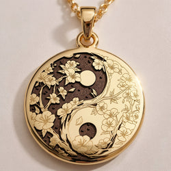 Celestial Sun Moon Yin Yang Pendant - 14K Solid Gold