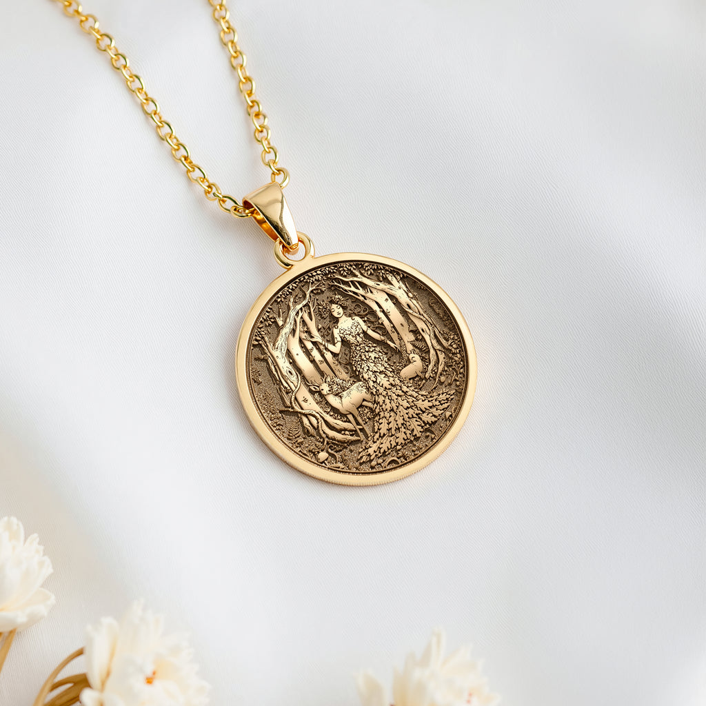 Woodland Nymph Coin Fairy Necklace | Silver & Plated Options - Nature Fantasy Protection Talisman