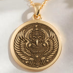 14K solid gold necklace Garuda Bird Spiritual Amulet | - Divine Protection Talisman