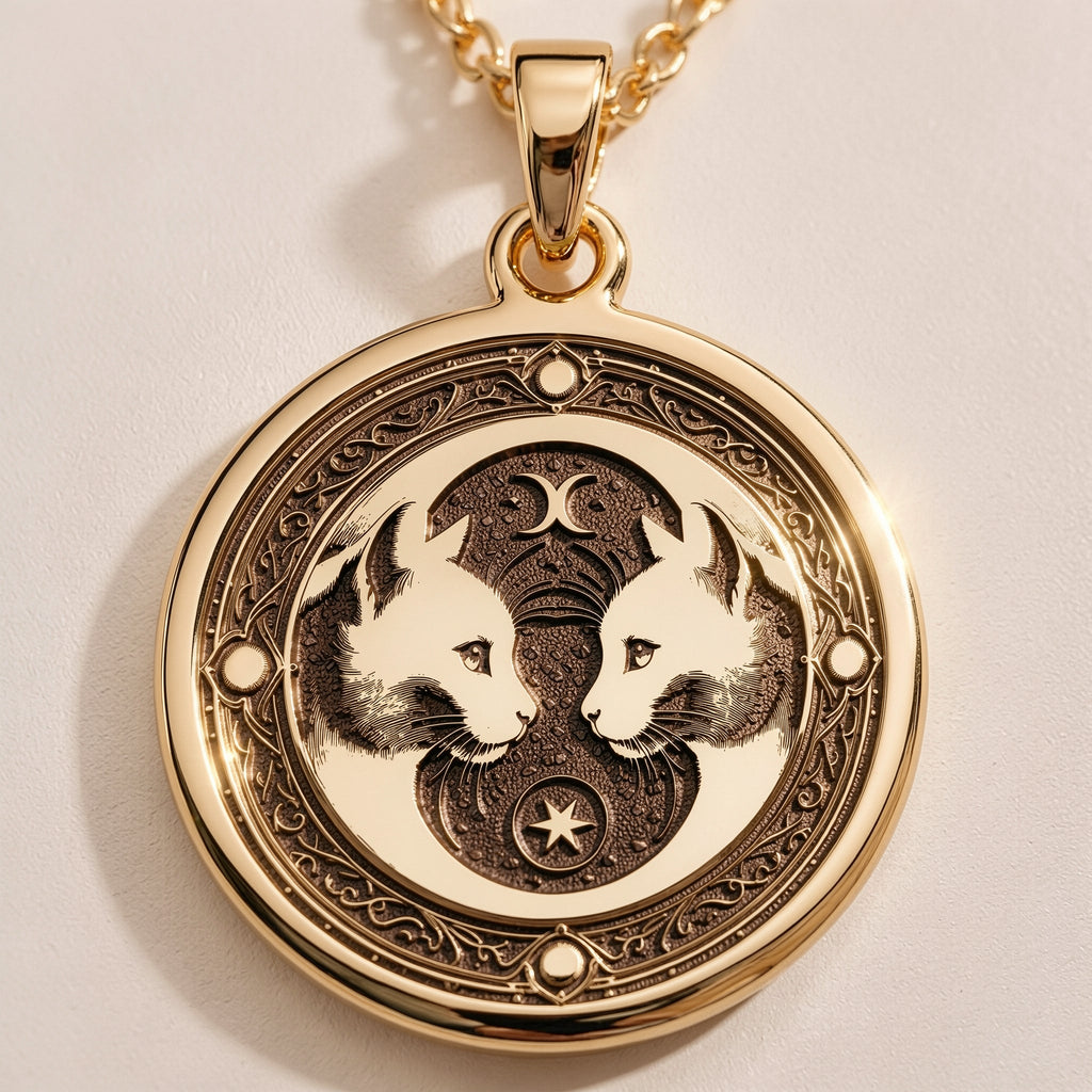 Gemini Zodiac Medallion Medallion | 14K Gold & Silver Options - Astrological Sign Zodiac Horoscope - Image 2