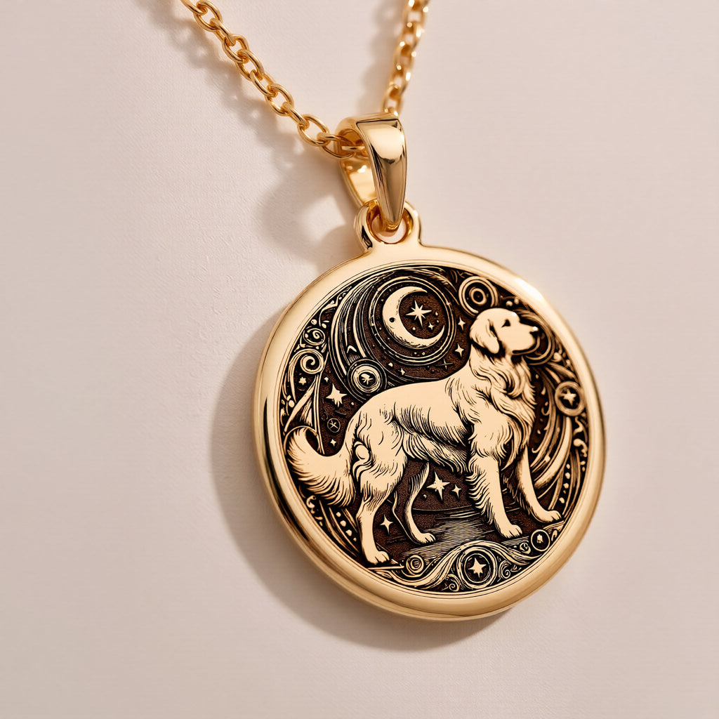 Golden Retriever Medallion Necklaces 925 925 Sterling Silver dog pendant with ornate scrollwork necklace