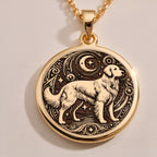 Golden Retriever Medallion Necklaces 14K Rose 14K 14K Rose Gold Plated engraved dog portrait pendant necklace with fine chain