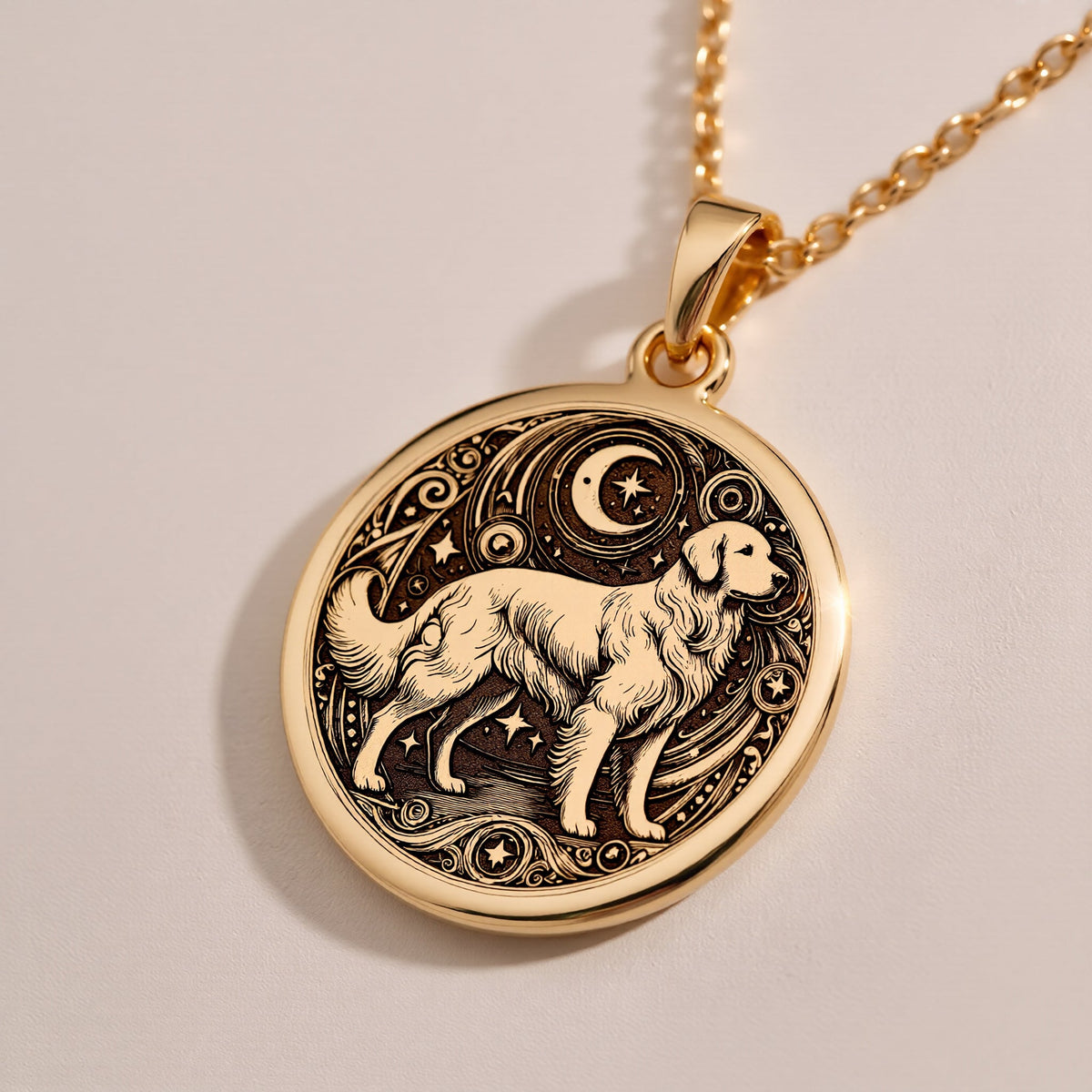 Golden Retriever Medallion Necklaces 925 925 Sterling Silver metal pendant necklace with chain and size charts