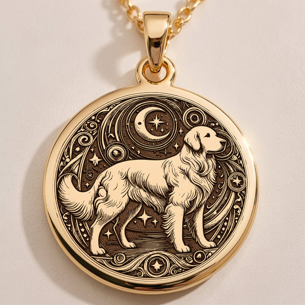 Golden Retriever Medallion | 14K Gold & Silver Options - Pet Memorial Loyal Breed Spirit Animal - Image 2