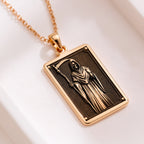Grim Reaper Pendant Necklace | 14K Solid Gold - Memento Mori Gothic Horror