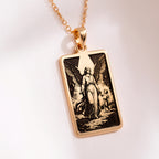 Guardian Angel Protection Amulet Necklace | 14K Solid Gold - Spiritual Protection Catholic Symbol