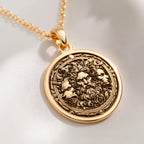 14K solid gold Hades Three: round  of Hades Greek underworld god with engraved Cerberus...
