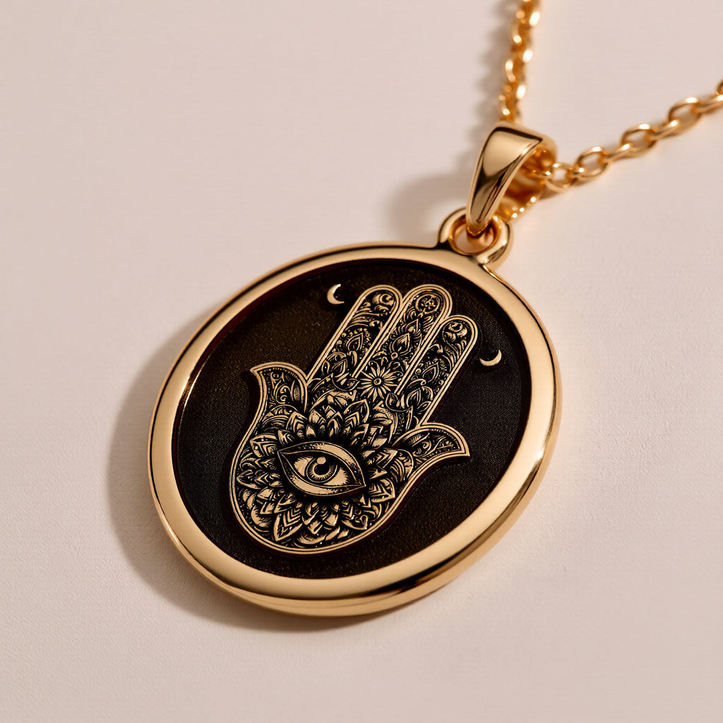 925 sterling silver Hamsa Hand Protection Amulet: size chart round gold medallions rang...