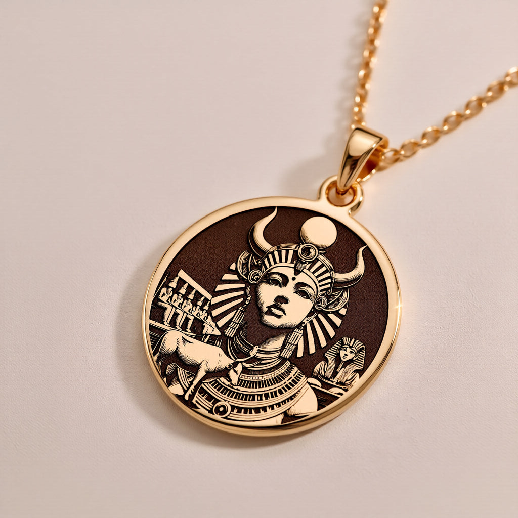 Rose gold goddess charm, Egyptian rose gold jewelry, Hathor rose gold charm, Rose gold Egyptian pendant, Rose gold mythology charm, Hathor rose gold necklace, Rose gold spiritual charm, Rose gold fertility pendant, Hathor rose gold jewelry.