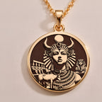 Rose gold goddess charm, Egyptian rose gold jewelry, Hathor rose gold charm, Rose gold Egyptian pendant, Rose gold mythology charm, Hathor rose gold necklace, Rose gold spiritual charm, Rose gold fertility pendant, Hathor rose gold jewelry.