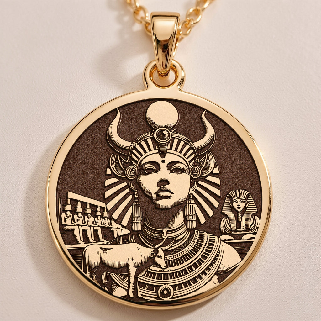 925 sterling silver Hathor Goddess Egyptian Motherhood Pendant: size chart round gold m...