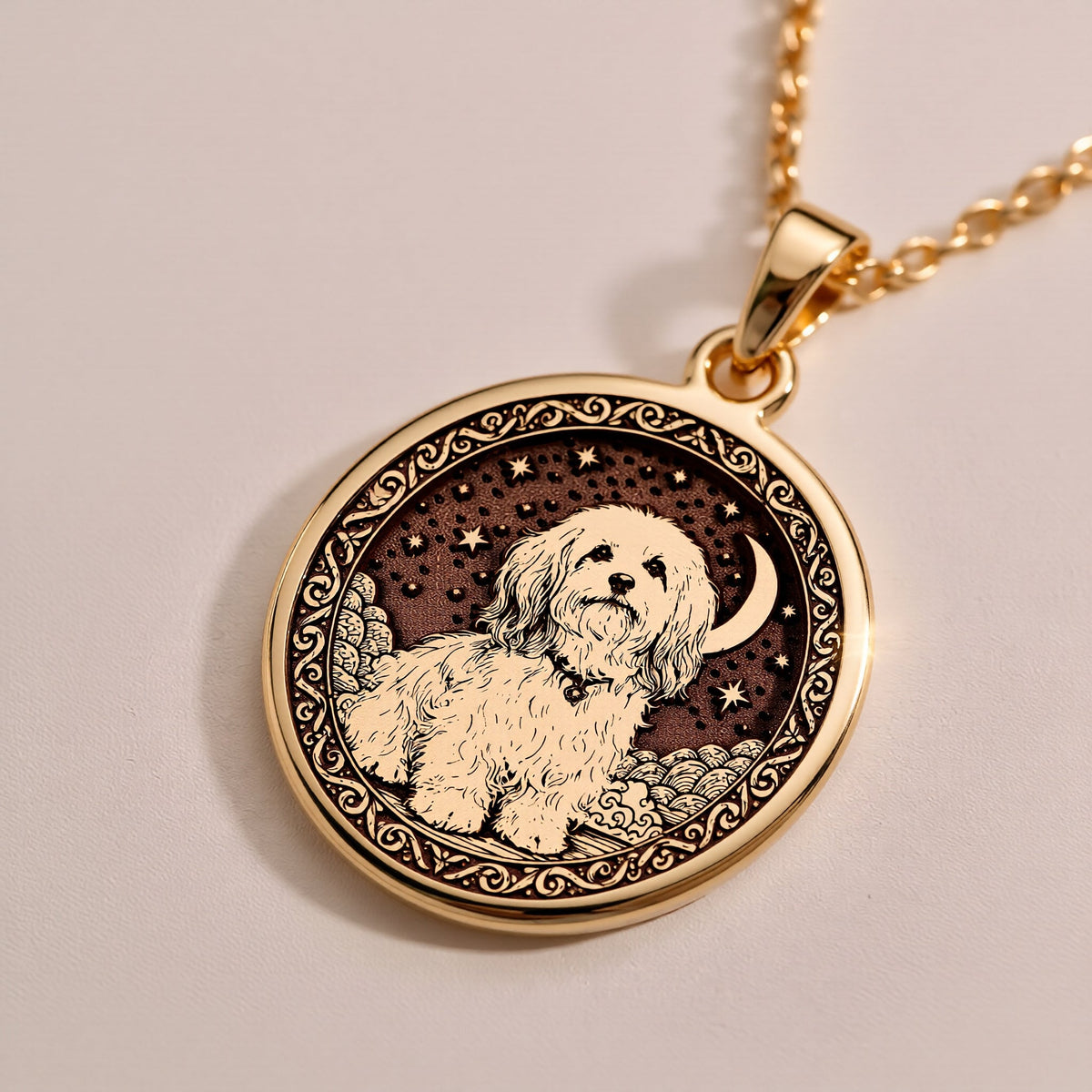 A personalized 925 sterling silver Havanese necklace. This gift celebrates the joyful heart of the Havanese, a cherished pet memorial keepsake.