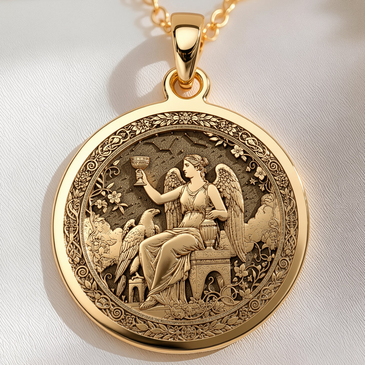 Goddess of Youth Hebe Pendant | 14K Solid Gold - Ancient Mythology Protection Talisman