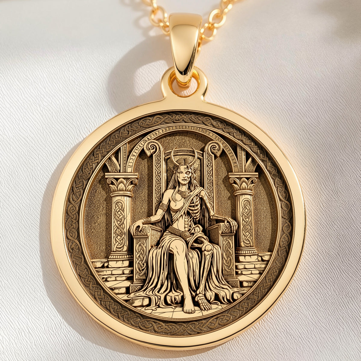 Halskette mit Hel-Göttinnen-Anhänger | Silber & vergoldete Optionen - Memento Mori im Gothic-Stil