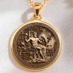 Hephaestus God of Fire Medallion Pendant | 14K Solid Gold - Ancient Mythology Protection Talisman