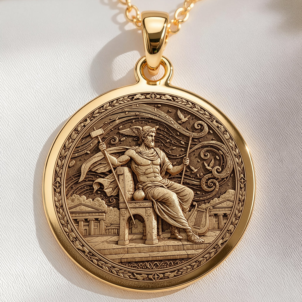 Greek Messenger God Hermes Pendant | 14K Solid Gold - Travel Protection Talisman