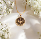 Hestia Goddess Medallion Necklaces 14K 14K Gold Plated framed classical figure pendant necklace