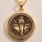 Hestia Goddess Medallion | 14K Gold & Silver Options - Ancient Mythology History Buff Gift - Image 2