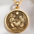 Holy Family Nativity Scene Pendant - 14K Solid Gold