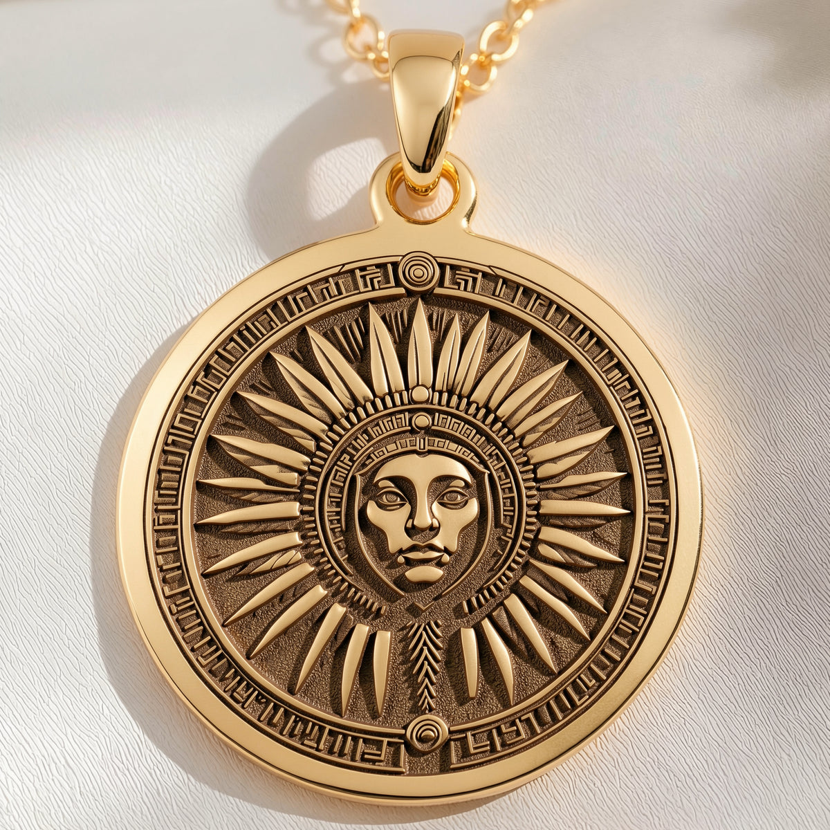 Inti Sun God Pendant | 14K Solid Gold - Ancient Mythology History Buff Gift