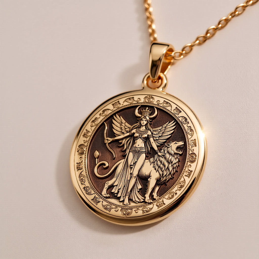 Star of Ishtar Necklace: 14K Gold Mesopotamian Star, Goddess Pendant - View 9