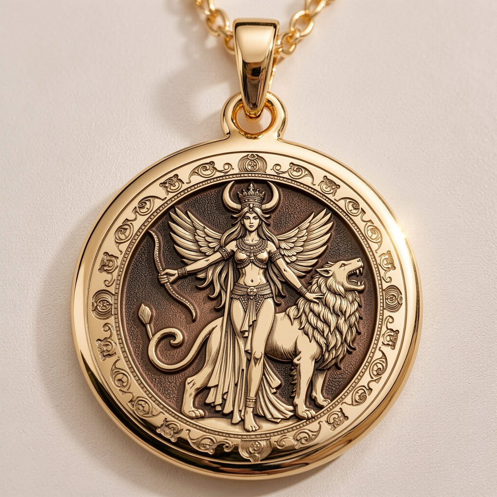 Star of Ishtar Necklace: 14K Gold Mesopotamian Star, Goddess Pendant - View 11