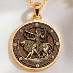 Ishtar Babylonian Goddess Medallion Pendant | 14K Solid Gold - Ancient Mythology Protection Talisman