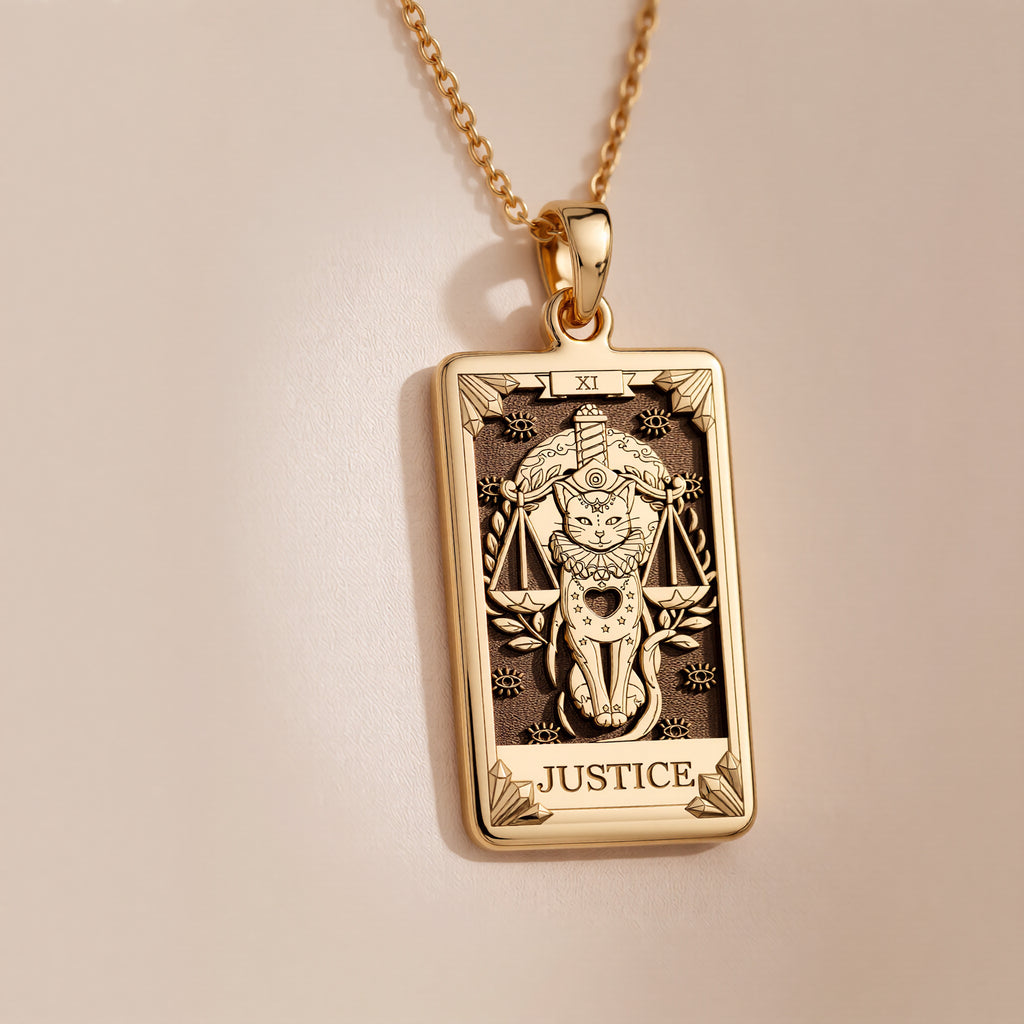 Justice Tarot Arcana Necklace Necklaces 14K 14K Gold Plated Lady Justice scales pendant necklace with classic design
