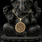 Kali Ma Hindu Goddess Coin Pendant Necklaces 14K 14K Gold Plated Ganesha portrait pendant necklace with round shape and chain.