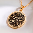 Kali Ma Divine Feminine Pendant Necklaces 14K 14K Gold Plated pendant necklace featuring a detailed figure surrounded by skulls and skeletal elements.