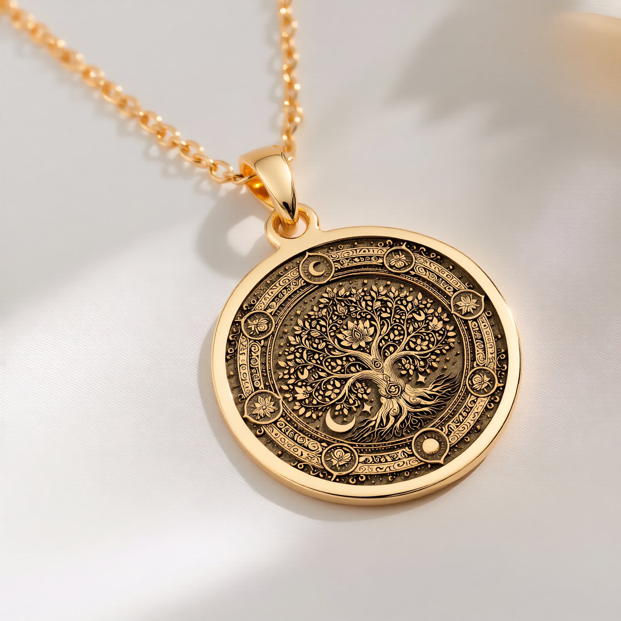 Kalpavriksha Tree of Life Pendant | 14K Solid Gold - Spiritual Heritage Family Legacy