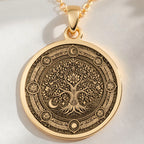 14K solid gold Kalpavriksha Tree of Life Pendant: round  Kalpavriksha Tree of Life with...