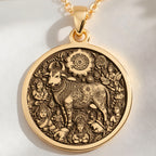 14K solid gold necklace Kamadhenu Cow Hindu Cow | - Ancient Mythology Protection Talisman mythology