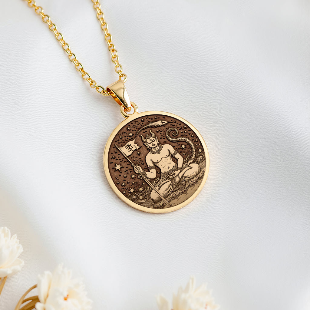 Ketu Node Astrological Pendant | 14K Solid Gold - Zodiac Horoscope Spiritual Protection