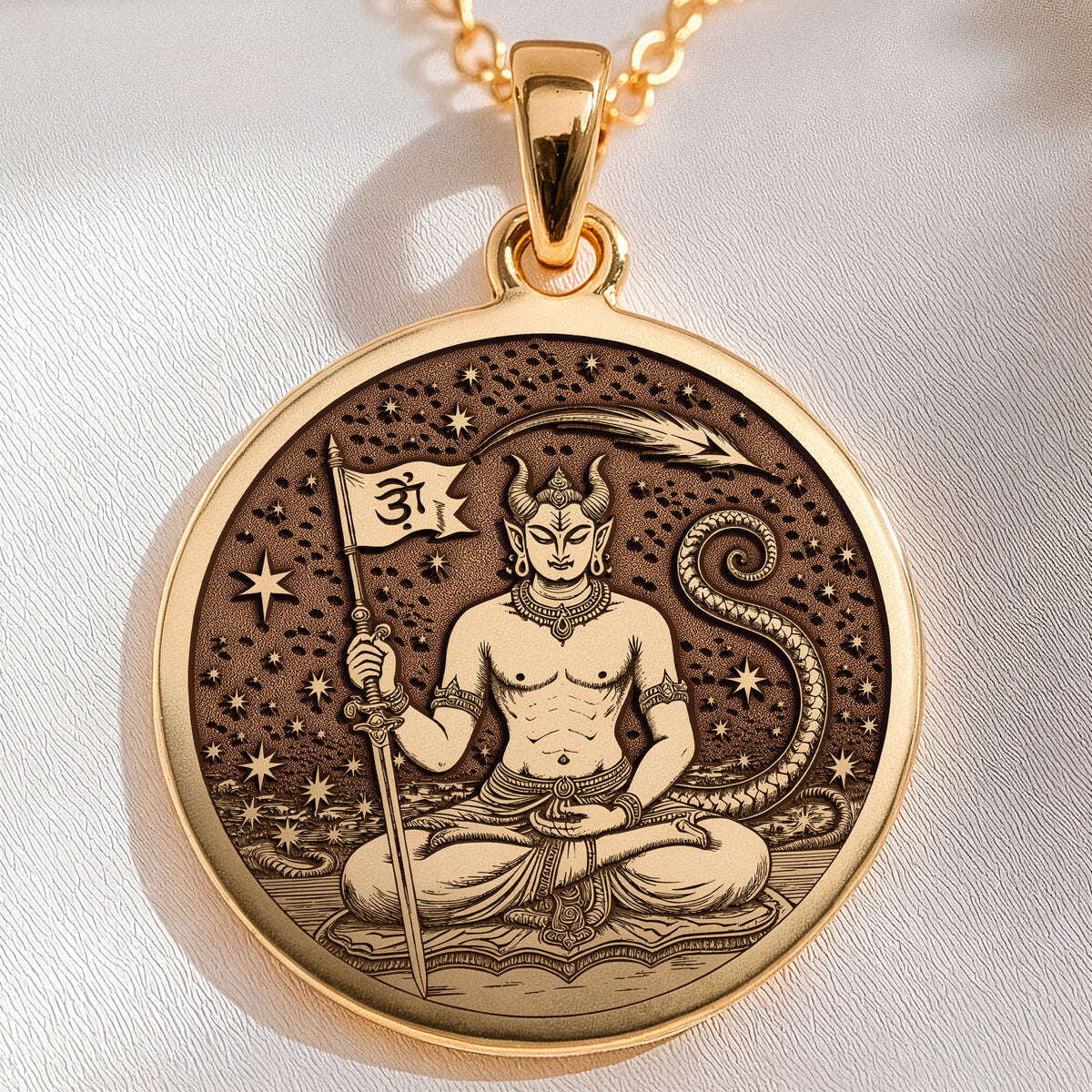 Ketu Node Astrological Pendant | 14K Solid Gold - Zodiac Horoscope Spiritual Protection
