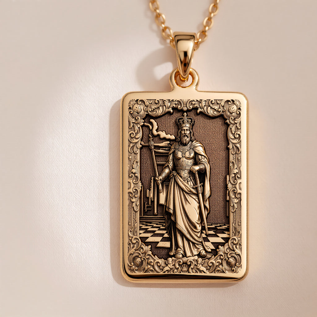 King Chess Piece Strategy Pendant | 14K Solid Gold - Leadership Symbol Power Jewelry
