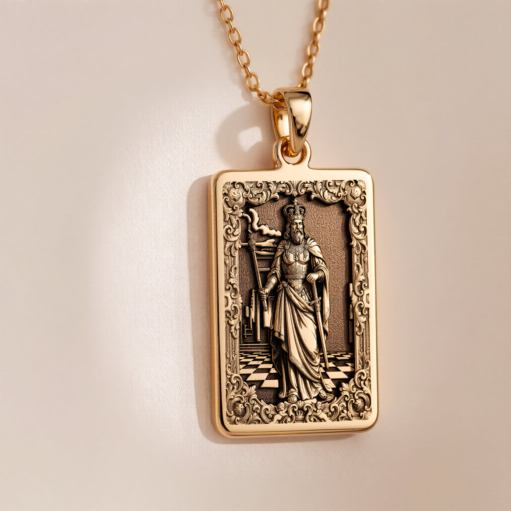 King Chess Piece Strategy Pendant | 14K Solid Gold - Leadership Symbol Power Jewelry