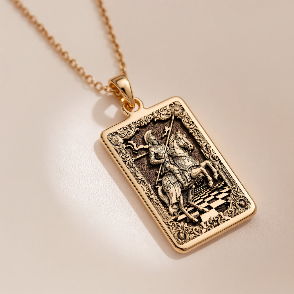 Knight Chess Piece Horse Head Charm Pendant | 14K Solid Gold - Strategic Game Lover Gift