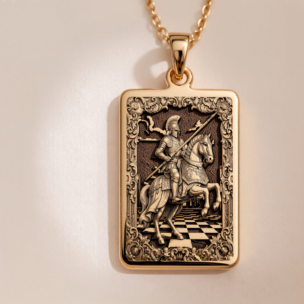 Knight Chess Piece Horse Head Charm Pendant | 14K Solid Gold - Strategic Game Lover Gift