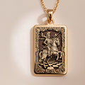 14K solid gold Knight Chess Horse Head Charm Pendant. Polished gold chess game lover gift jewelry.