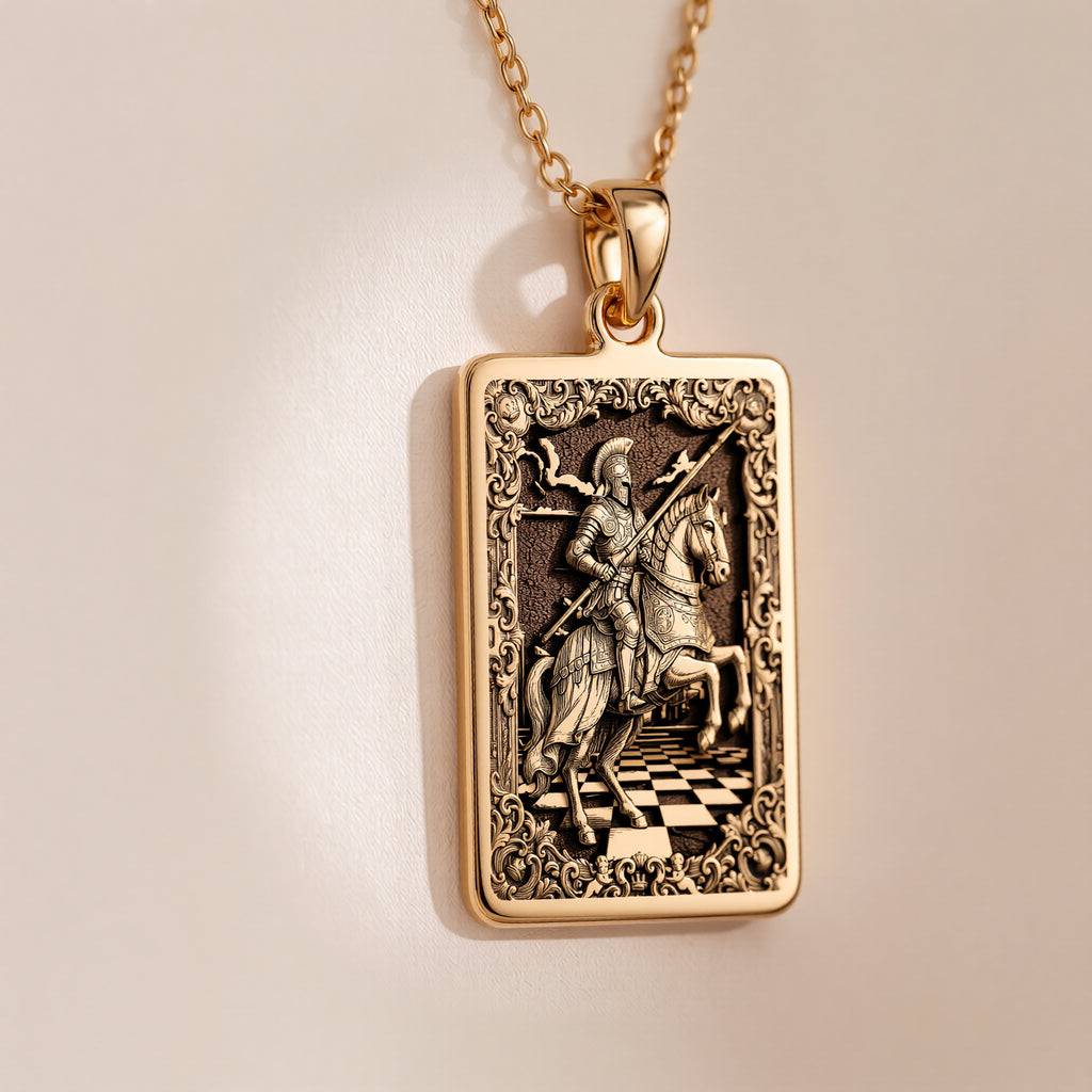 Knight Chess Piece Horse Head Charm Pendant | 14K Solid Gold - Strategic Game Lover Gift